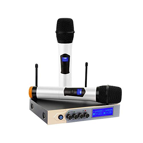 Wireless Microphone ARCHEER Karaoke UHF Bluetooth Dual Channel Microphone System with LCD Display, Handheld Microphone with Karaoke Mixer for Home Party, Karaoke, Meeting, Outdoor Wedding