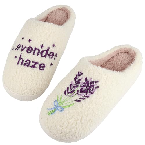 Trefidy Women House Slippers Purple Comfy Plush Slippers Shoes for Home Bedroom Indoor Women Size 5-6=Man Size 3-4