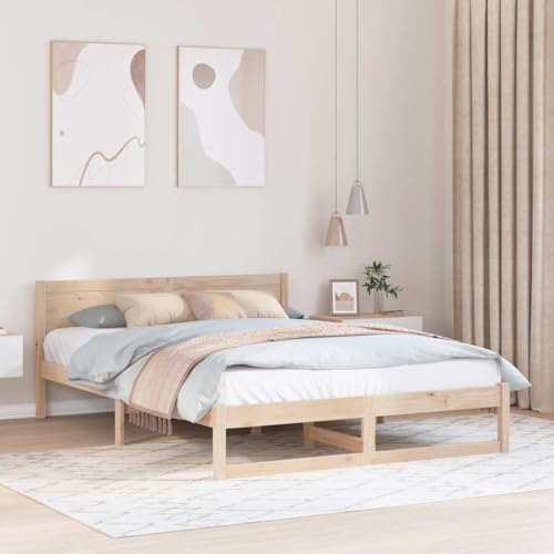 Generico Estructura de la cama natural 160 x 200 cm pino macizo, camas y marcos para camas, 873265