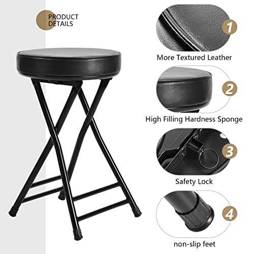 H Homewins Cushioned Padded Folding Stool,18.7-Inch Counter Height Bar Stool,Portable Folding Stool For Fishing Hiking Gardening Travel Bbq #TOP3