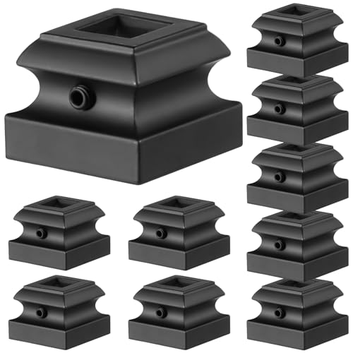 Generic 3/4 In Od Round Railings, Iron Balusters Appropriate For Adjustable Baluster Shoes, Screws With Installation Secure, 10 Pcs Baluster Connectors, Black Coated Plastic Flat Shoes