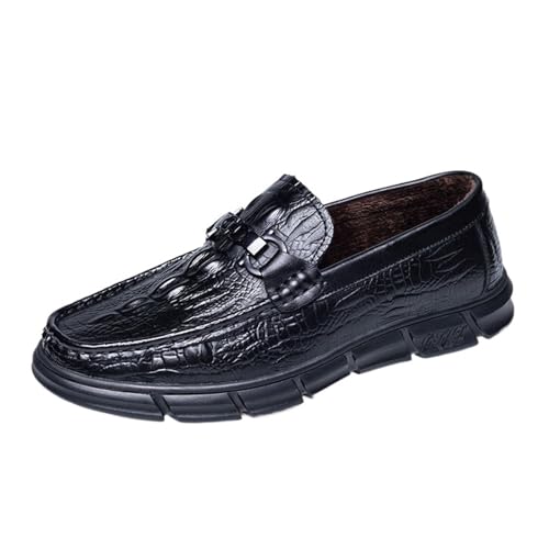 Men's Casual Textured Leather Slip-On Comfortable Breathable Dress Shoes for Men, Perfect for Driving & Daily Casual Wear