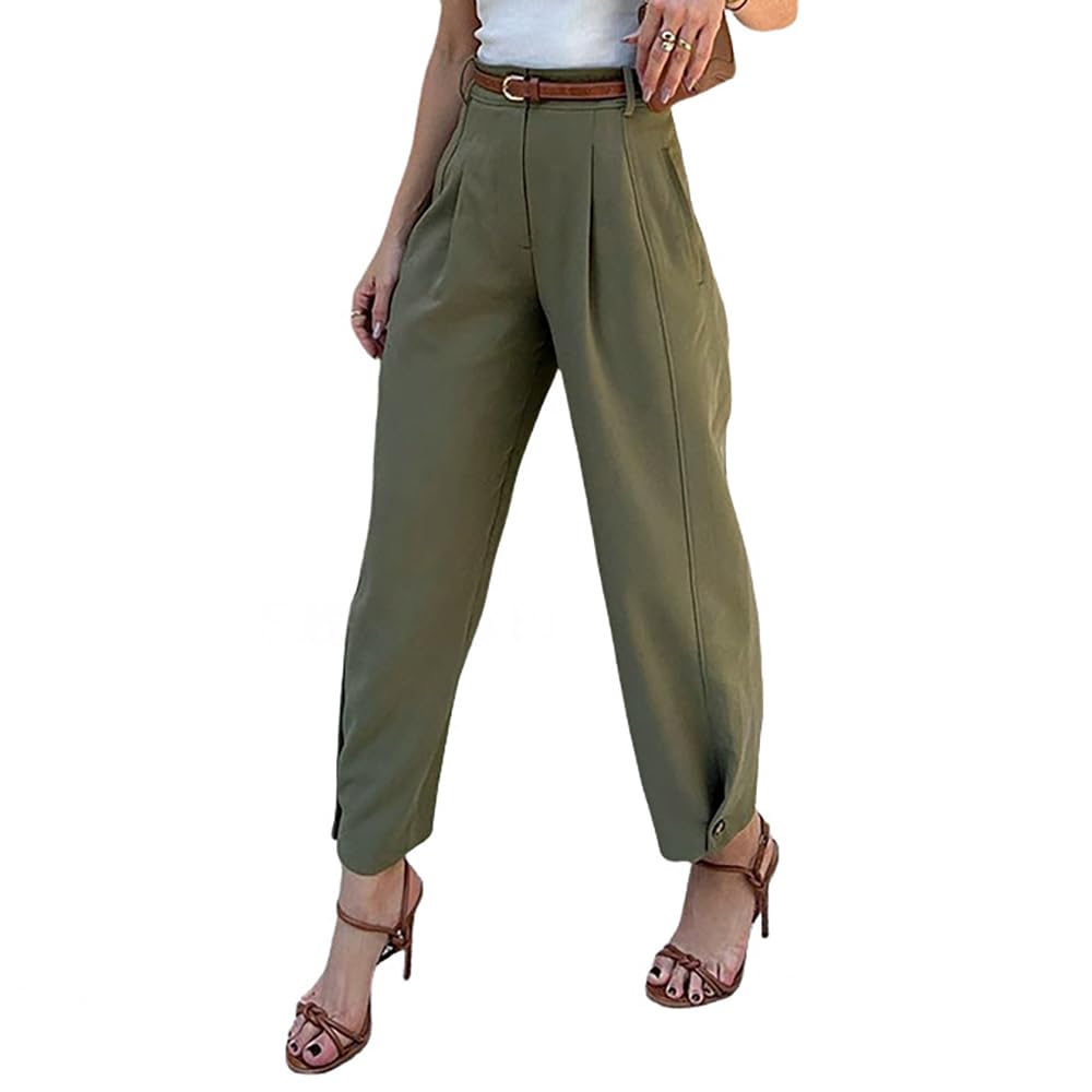 ZOCAVIA Womens High Waist Work Pants Straight Leg Pants Dressy Business Casual Trousers Formal Ankle Pants with Pockets