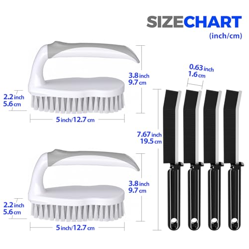 Image of Scrub Brush - 6 Pack, Scrub Brushes for Cleaning, Heavy-Duty Scrub Brush, Stiff Bristles Cleaning Brush, for Kitchen, Bathtub, Floor and Wall Surfaces, Green