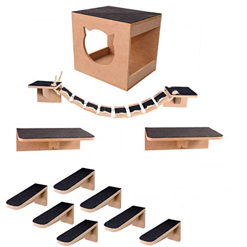 Kit Play Nicho Gatos Toca,escada,ponte,prateleira 11 Pcs Mdf - 02