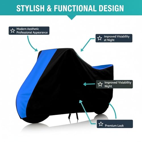 Image of Motorcycle Bike Body Cover for Outdoor Use - Heavy Fabric Water Resistant Two Wheeler Cover with UV, Dust & Rain Protection Compatible for Splendor Plus XTEC