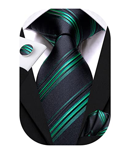 Image of Hi-Tie Men 63inches Tie Set Extra Long Necktie Paisley Tie Pocket Suqare Cufflinks Big and Tall Men Tie