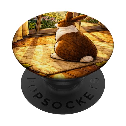 Dutchie Bunny Sentado adentro Mientras mira afuera PopSockets PopGrip Adhesivo