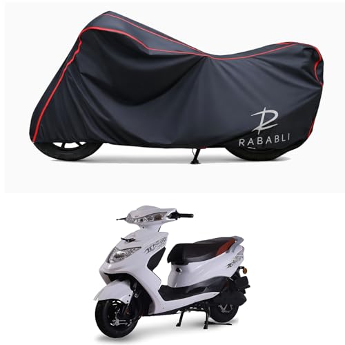 Image of Waterproof Bike Body Cover Compatible for | Ampere Zeal EX | Taffeta Fabric, Red Piping Design, Bottom Elastic Fit | Dustproof, Sun UV & Rain Protection for All Bikes