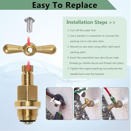 （A set）PK1100 Premium Brass Globe Valve Stem & Bonnet for Arrowhead Hose Bibs, Boiler Drains & Sill Faucets - Durable and Easy to Install by Delixike - Used condition - Image 7