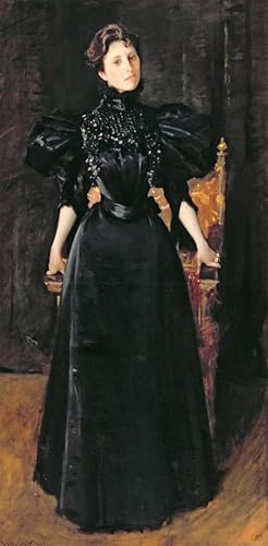 Impression Sur Toile Portrait d'une dame en noir William Merritt 60x90