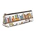 Divertente libro scaffali collezione e scala stampa triangolare in pelle PU matita astuccio scuola cancelleria trucco sacchetto ragazzi ragazze ragazzi, bianco, Taglia unica, Beauty Case