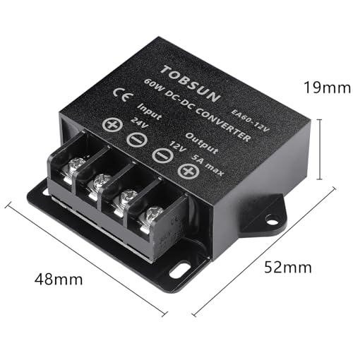 Image of DC 24V to 12V 5A Converter 60W Voltage Step Down Buck Converter | Regulator Reducer Power Converter Mini Module for Automotive, Industrial & DIY Electronic Projects