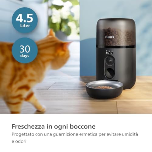 Philips Pet Series Distributore automatico di cibo con videocamera, Rilevazione del movimento, Pianificazione pasti, Avviso di rifornimento, Tecnologia anti-intasamento, Connessione App (PAW5320/02) - Immagine 5
