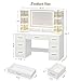 Vanity Desk with LED Mirror and 360 Rotating Makeup Organizer Shelves, White Makeup Vanity with Lights & Charging Station, Large Vanity Table with 6 Storage Drawers Bedroom Makeup Desk for Women Girls