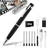 SRVR 小型カメラ ペン型カメラ ボールペン型 ビデオカメラ 防犯カメラ 長時間録画録音 静止画撮影 上書き録画機能搭載 61°広角 128GBメモリー対応 録画時ランプ非点灯 フル充電で90分連続使用 多機能録画ペン 防犯用 会議録音 会議記録 商談メモ 証拠保存簡単操作 スマホ転送 人間工学 スリム 軽量 32GB Micro SDカードが付属しており