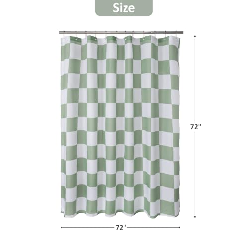 Image of N&Y HOME Fabric Shower Curtain or Liner Green and White Checkered