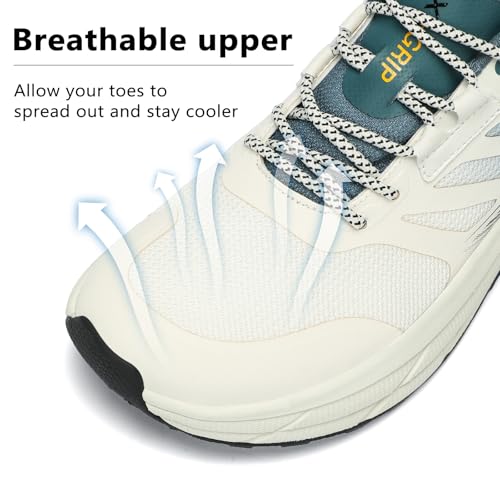 Kricely Men's Road Running Shoes Wide Toe Box Shoes for Men Zero Drop Walking Sneakers Breathable Cross Training Shoe for Gym Sport Beige Size 8.54