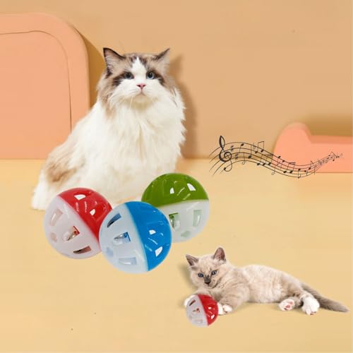 Image of VAYINATO Big Lattice Cat Balls with Bell - Wiggly Jingle, Rattle, and Vibrant Colors for Interactive Play (Pack of 3) by Petzlifeworld