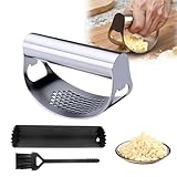【Efficient Garlic Press Rocker Design】Experience effortless garlic crushing with our innovative rocker-style garlic press mincer. The back-and-forth motion swiftly minces garlic cloves in half the time, optimizing meal prep efficiency. Ideal for garl...