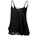Produktbild DOLDOA Damen Sommer Strand Spaghettiträger Chiffon Oberteile Cami Tank Crop Tops Weste Vest Camisole Geburtstags Geschenk Für Frauen Mädchen Freundin (EU:44, Schwarz Spaghettiträger Crop Tops)