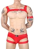 AIEOE Herren Geschirre Tanga Brustgeschirr Elastische Schenkel Bondage G-String EU L