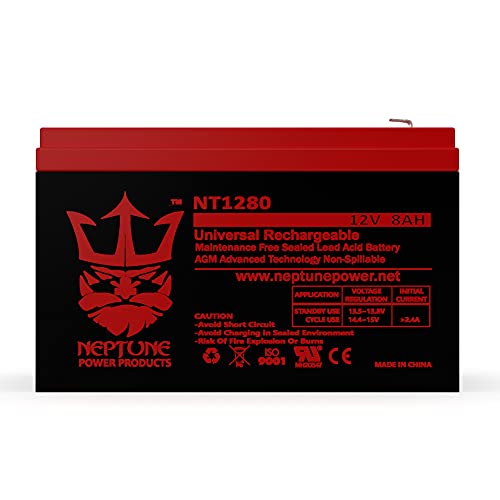 Neptune Brand NT1280 Professional Upgraded Battery Replacement for Universal (UPG) - UB1280 12V 8AH Battery F1 Terminals .187 TT