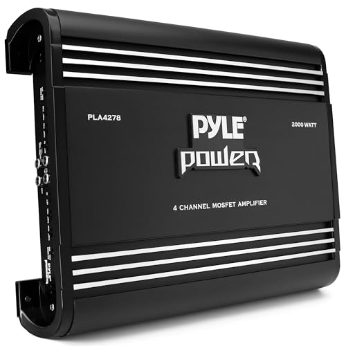 Pyle 2000W 4-Channel Car Stereo Amplifier - Bridgeable MOSFET Power - Bass Boost Control - Crossover - Silver-Plated RCA Inputs/Outputs - Thermal & Short Circuit Protection - Compact Design - PLA4278 by Pyle - Used condition - US$75.80