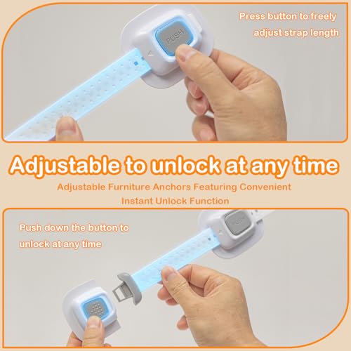 Image of No Drill Furniture Anchor for Baby Proofing, Adjustable Straps, 4 Packs