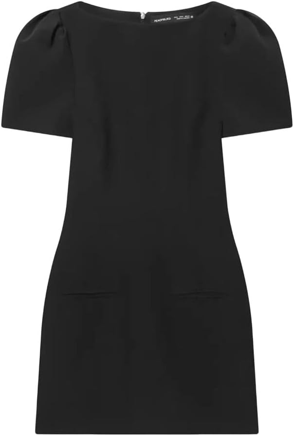 Women's High-Waisted Ruffled Round Neck Midi Dress