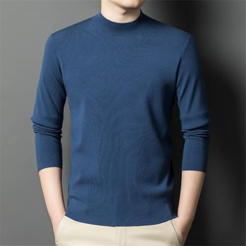 Men's Round Neck Long Sleeves Wool Knitted Sweater Thin Solid Casual Business Sweaters2