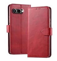 GIOPUEY Leder Hülle Kompatibel mit Telekom T Phone 3, All Inclusive Flip Leder Case Cover, 3 Kartenfach, Handyhülle mit Standfunktion - Red
