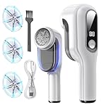 PKBD Large Size Electric Charging Fabric Shaver and Lint Remover with 3 Free Extra Blades, Large Capacity Scrap Storage, Quickly and Effectively Remove Fluff, Lint, and Bobbles