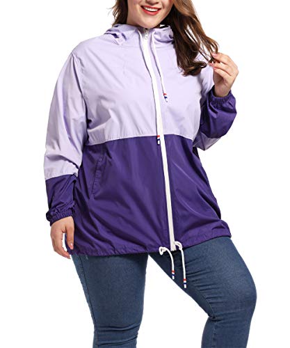 Women's Plus Size Rain Jacket Lightweight Hooded Rain Coat Windbreaker2