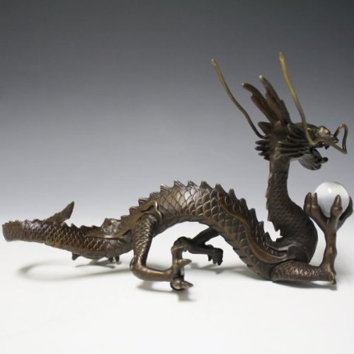 Amazon.co.jp: 銅器 水晶玉持ち龍 風水 開運 置物 グッズ グッツ