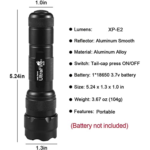 Ultrafire Wf-502R Zoomable Red Light Flashlight, Single Mode, Xp-E2 Led 630Nm, Hunting Lights With Clip, Adjustable Focus Emergency Flashlights #TOP6