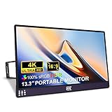 Monitor Portatil 4K, 13.3 Pulgadas, Pantalla Portatil UHD 3840×2160, IPS Pantalla con HDMI, Type-C, USB Tipo C, para Ordenador Portátil, PC, Raspberry Pi, Teléfonos, PS4, PS5, Xbox One, Switch