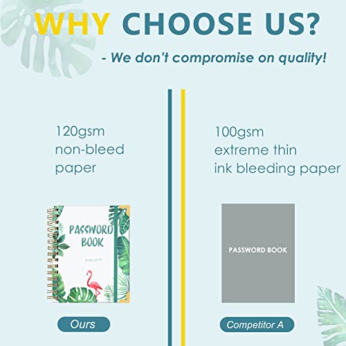 Simplified Greenery Password Book With Alphabetical Tabs - Spiral Bound Internet Password Keeper - Pocket Sized Log And Sign In Password Journal W/Address And Notebook Area… #TOP2