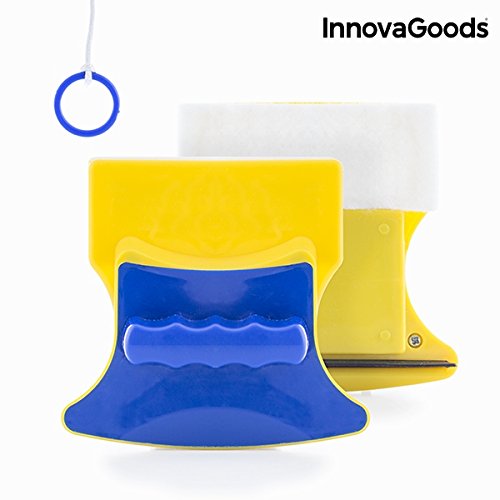 InnovaGoods Mini Limpiacristales Magnético, PP, Amarillo y Azul, 11x11.5x5.5 cm
