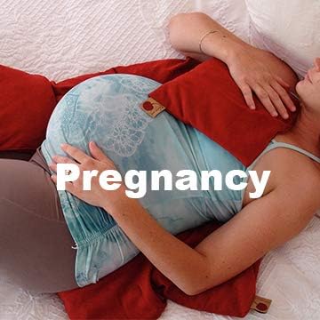 Miniatura 4 de Hot Cherry Pit - Almohada cuadrada triple (mezclilla roja, teñida naturalmente) con calor húmedo natural que alivia el dolor muscular, alivio de