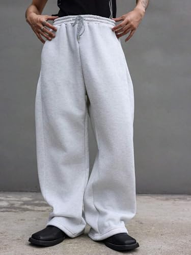 ZAFUL Men's Casual Wide Leg Pants Drawstring Waist Baggy Sweatpants Solid Textured Long Trousers4