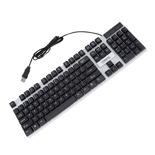 OSALADI Computadora de Escritorio Teclado con Cable Usb Teclado de Plástico Accesorio de Computadora para Oficina Juegos en Casa Negro Cover