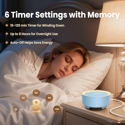 Image of Kipcush White Noise Machine for Sleeping, Baby & Adults, High-Fidelity Non-Looping Sounds, Sleep Sound Machine with Dimmable Night Light, USB Powered, Memory Function, Home, Nursery & Travel
