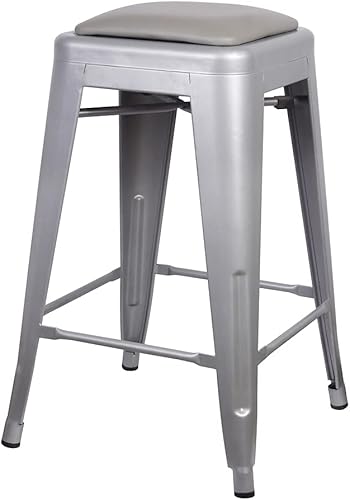 Miniatura 136 de GIA Taburete de mostrador sin respaldo de 24 pulgadas, cantidad de 4, bronce con asiento de madera clara Negro -,Café,Gris,gris, (Gun