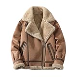 Chaqueta de invierno para hombre, cuello vuelto, forro polar, cremallera, abrigo de piel de ante con bolsillos, a, M