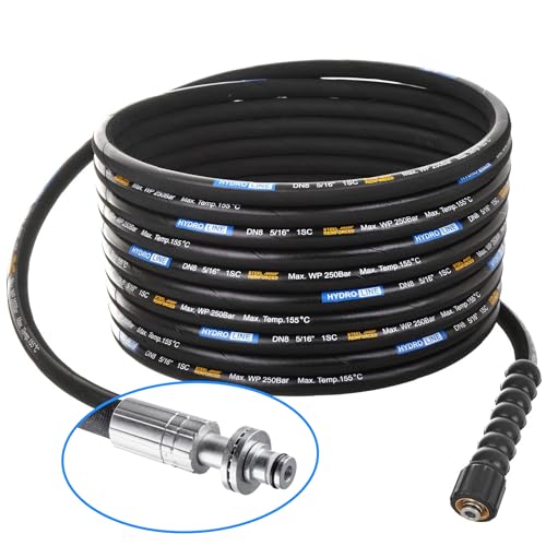 TECHKAR Lavadora de Alta Presión Manguera - Karcher Reemplazo de Manguera de Extensión - 15m 250bar DN8 Professional M22x1.5 Manguera de Alta Presión para Kärcher HD HDS - Enchufe de 11 mm