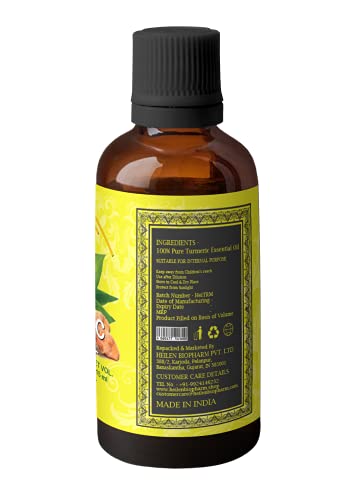 Image of Heilen Biopharm Turmeric (Curcuma longa) Essential Oil Natural and Nourishing for Healthy Skin and Hair - 50 mL Bottle I Pack of 1