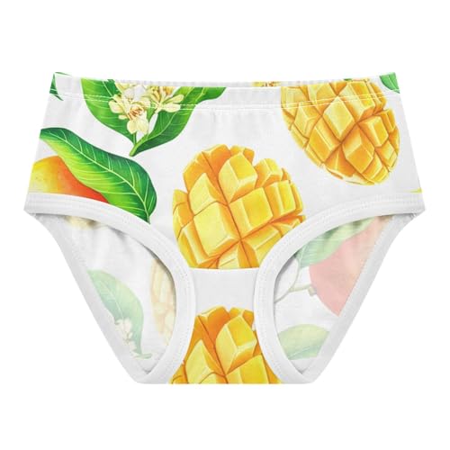 Watercolor Yellow Mango Fruits White Toddler Underwear Floral 2t Cotton Girl Panties Cute Fun Print Briefs Kids Undies