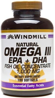 Windmill - Omega 3 EPA y DHA Fishoil, 1000 mg, 180 cápsulas blandas