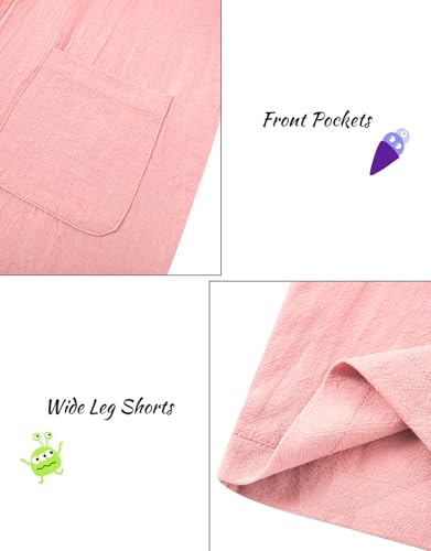 Image of Girls Romper Sleeveless Adjustable Tie-Up Strap Short Jumpsuits Summer Clothes with Pocket 5-12 years